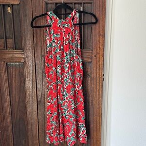 SHEIN Red and Green Floral Kids Dress